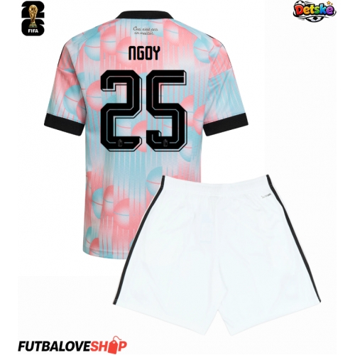 Dres Belgicko Nathan Ngoy #25 Preč pre deti MS 2026 Krátky Rukáv (+ trenírky)